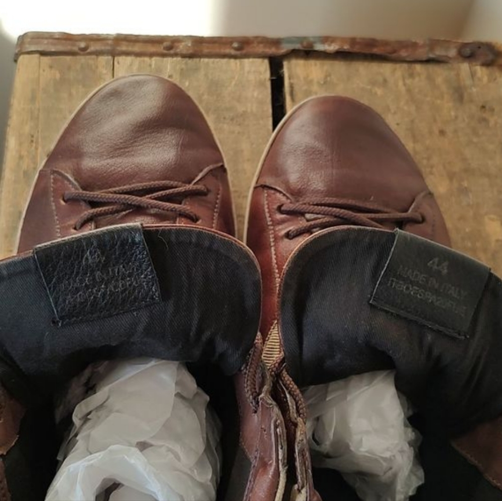 SOLD Burberry Leather & Check Canvas High Top Men's Sneakers Size 44 / US 11 - Picture 9 of 12